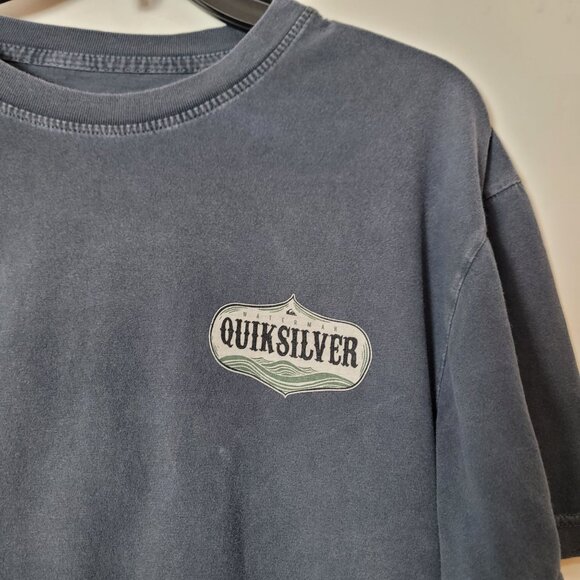 Quiksilver Waterman Blue Graphic Logo T-Shirt L 100% Cotton Short Sleeve Casual - Picture 2 of 9